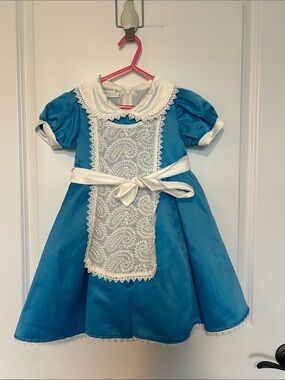 Classic Blue Lace-Apron Kids Costume Dress